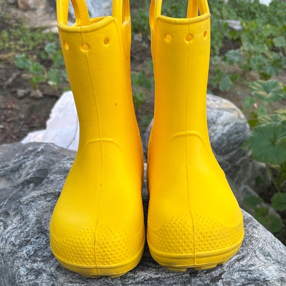 CROCS Kids Bright Yellow Rain Boots - Picture 2 of 8